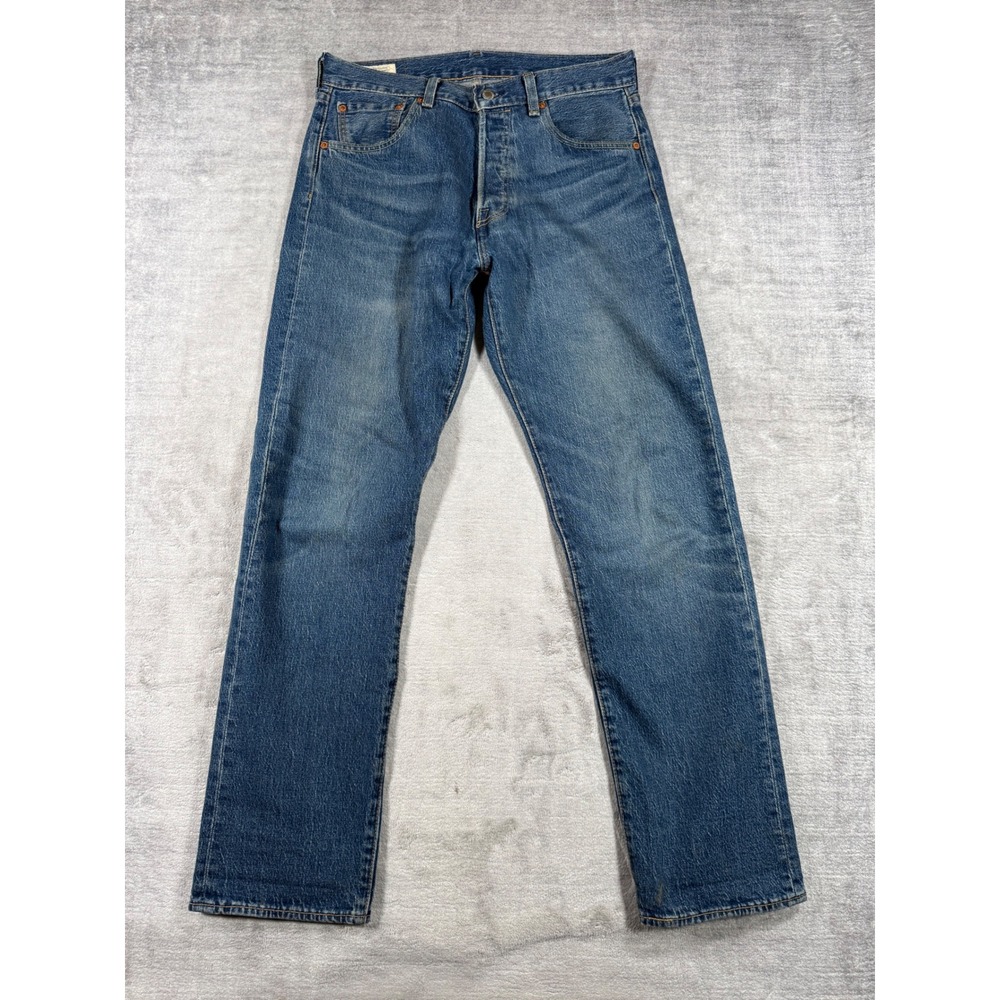Levis Jeans Mens 32x32 Blue 501 Original Fit Medium Wash Button Fly Denim Pants